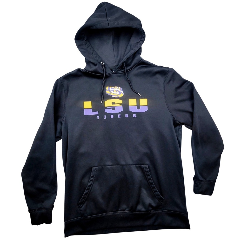 Colosseum LSU Tigers Mens XL Black Performance Fleece Pullover Hoodie NCAA Logo